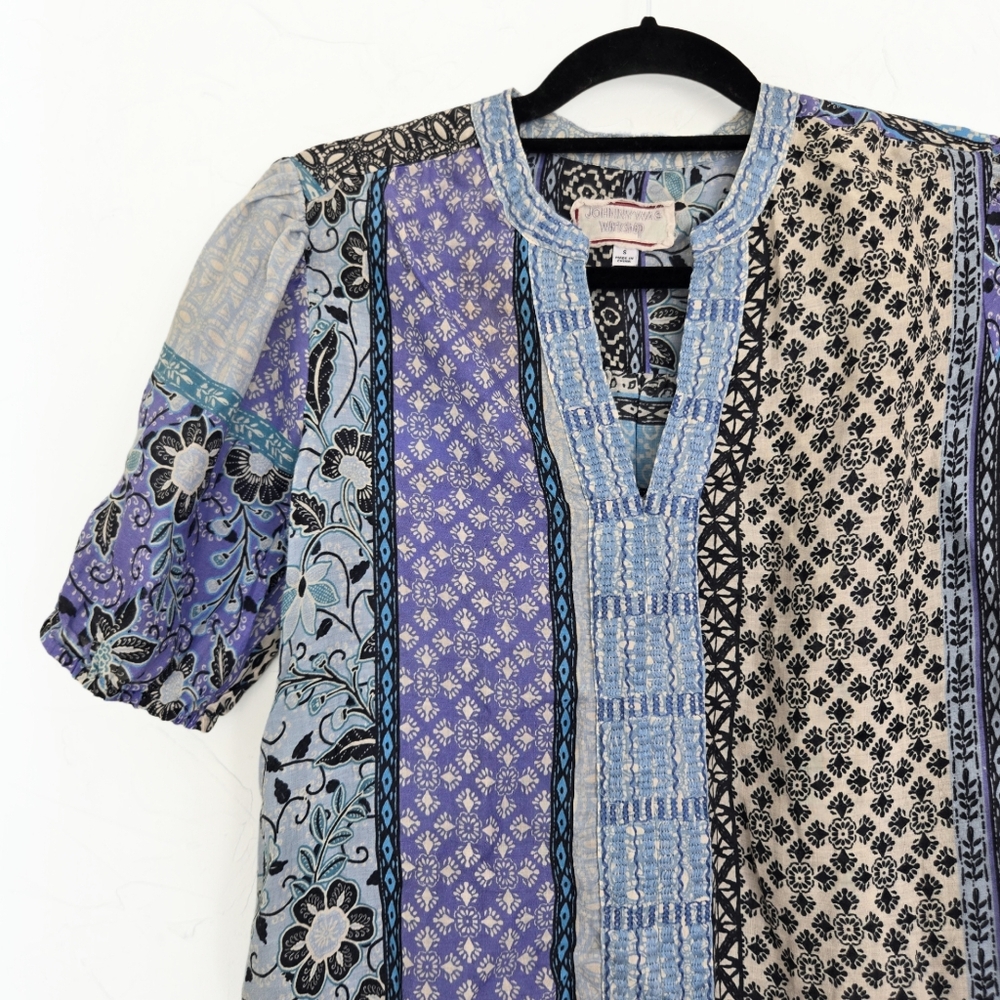 Johnny Was Blue Patchwork Embroidered Casablanca … - image 1